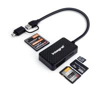 Integral 4in1 Memory Card Reader, USB 3.0 & USB C Adapter to microSD, SD, Compact Flash, MS Duo/Pro - For iPhone 15/16 Plus/Pro/Pro Max, MacBook Pro/Air, iPad, PC, laptop, tablet, smartphone