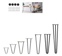 (4inch(10cm), 2Rod, Black) 4Pcs Hairpin Table Legs Heavy Duty DIY Furniture