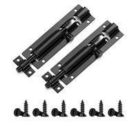 (4inch)2 Pcs Door Bolt Lock, Heavy Duty Black Barrel Slide Bolt Latch with Screws for Shed Bathroom Toilet - 4Inch Security Lock