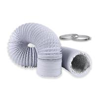 4Inch 2m Tumble Dryer Vent Hose, 100mm Flexible Aluminum Air Ducting, White PVC Air Hose Tumble Dryer Hose, Flexible Ducting for Air Conditioner Cooker Hood Extractor Fan