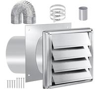 4Inch Dryer Vent Kits Through Wall with Hose/Duct Connectors/Plate Dryers Vent Hoses Connectors Wall Ducting Set Louver Air Grille Ventilation Covers