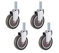 4Inch Rubber Caster Wheels 100mm Swivel Cart Wheels with M10 x 25mm Threaded StemReplacement Casters with Dust Cover for Trolley Carts