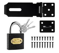 4inch Shed Lock 90°Gate Lock 180°Door Latch Hasp Shed Door Latch Hasp and Staple with Padlock Door Hasp Lock for Garden Sheds Underground Garages Bedrooms Cabinets（Black 4inch)