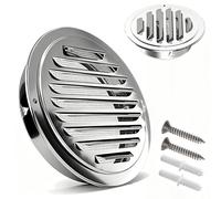 4inch Stainless Steel Air Vents, 3" 5" 6" 7" 8" Round Soffit Vents with Fly Screen Mesh, Louvered Grille Cover Vent Hood for Kitchen, Bathroom, Garage, Office, 60-200mm(190mm/7.5in)