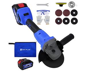 4Inches Small Angle Grinder, 21V Electric Battery Grinders, 125mm Grinder Powerful Multi-Tools with 2 Position Adjustable Auxiliary Handle & 2 Adjustable Speed for Sanding Polishing