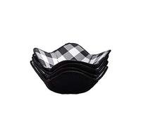 4Innovators - Bowl Cozies for Hot Food - Protects Hands From Hot Dishes - Microwave Bowl Holder Set of 4 - Machine Washable Microwave - Microfiber Fabric Buffalo Print - Size 7"x7"x4" (Black/White)
