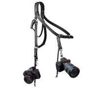 4J LEDR Leather Camera Strap, Shoulder Camera Strap for 1 or 2 Cameras, Dual Camera Harness for Photographers, Black