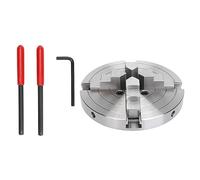 4Jaw Lathe Chuck, Self Centering Chuck with Threaded Backing Plate, 0.2-3.9inch Clamping Range with L Wrench Screws, for 6inch 1 INx8TPI Wood Metal Lathe