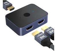 4K@120Hz HDMI 2.1 Switch, 8K@60Hz Bi-Directional HDMI Switcher 2 In 1 Out Button Select, HDCP 2.3, HDR, 3D, Dolby, For Switch 1/2, PS5, PS4, Laptop, PC, HDTV, Monitor, USB Power Cable Included