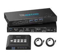 4K@120Hz HDMI DP KVM Switch USB 3.0 2 Monitors 2 Computers EDID Emulators,Dual Monitor KVM Switch for 2PC Share 2 Displays and 4 USB 3.0 Ports SPDIF L/RCopy/Extended Mode,2USB Cable and Controller