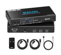 4K@120Hz USB-C KVM Switch HDMI2.1 2 Laptops with 2 USB 2.0 Ports L/R MIC OUT Share 1 Monitors Keyboard Mouse Hard Drive Printer with PD100W Power Adapter, 2 Type C Cables, IR Remote Control