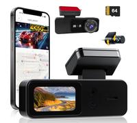 4K+2K Dash Cam Front and Rear, 5GHz WiFi GPS, Dual Car Camera, 1.5"IPS Mini Dashcam for Cars with 64GB SD Card, 24H Parking Monitor, G-Sensor, Night Vision,WDR, 170° Wide Angle, App Control, Max 256G