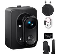 4K 30FPS Vlogging Camera, 64GB Body Cam, Portable Hands-Free POV Camera, 150° Tiny Action Cam Waterproof 30 m, Ice Stabilisation Helmet Camera for Riding Ski, Mini Vlog Camera, 4.5 Hours Battery