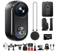 4K 30FPS Vlogging Camera, 64GB Body Cam, Portable Hands-Free POV Camera, 150° Tiny Action Cam Waterproof 30 m, Ice Stabilisation Helmet Camera for Riding Ski, Mini Vlog Camera, 4.5 Hours Battery