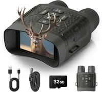 4K 48MP Night Vision Goggles, 10X Zoom Night Vision Binoculars & 5000mAh Rechargeable Battery for 400m Range Game Spotting, Includes 32GB SD Card, Perfect for Outdoor, Camping & Security