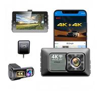 4K+4K WiFi Dash Cam For Cars,Front and Rear Camera Car DVR, Built in WiF App Control,with GPS log track playback, Night Vision,Parking Monitor Loop Recording G-Sensor Max 256GB