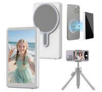 4K 60FPS Phone Vlog Selfie Monitor Screen, Back Camera Monitor with Bluetooth Remote, Compatible with iPhone Android, 1800mAh for Selfie Vlog No Delay Live Stream for TikTok White