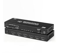 4K@60Hz 2X4 HDMI 2.0 Switch Splitter 2 in 4 Out with Remote, Dual Power Supply DC5V1A&USB-C Powered, Auto Downscaling, 4K&1080P Sync, 18Gbps HDR10 3D, Only Mirror Screens (No Extend) for PS5 Xbox HDTV