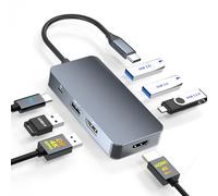 4K@60Hz HDMI Display Port USB C Docking Station Dual Monitor for Dell/HP/Mac Laptop, 7 in 1 USB C to HDMI and Displayport Multiport Adapter with USB3.0/USB-C Data/PD, Dual Monitor Docking Station