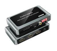 4K@60Hz HDMI Splitter 1 In 2 Out HDMI Audio Extractor, HDmi to Dual HDmI + Optical SPDIF + Coaxial + 3.5mm Audio Out, Supports Dolby Atmos 7.1, DTS, HDCP 2.3, EDID, Downscaler, for TV, PS5, Soundbar