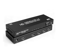 4K@60Hz HDMI Splitter 1 in 4 Out,Dual Power Supply DC5V1 USB-C Powered,HDMI2.0,Auto Downscaling,4K 1080P Sync,HDR10,3D18Gbps,Mirror Only Not Extend,1 Source to 4 Screens for PS5HDTV,Laptop,Projector