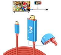 4K@60Hz USB C to HDMI Dock Cable with PD100W Charging Port, Portable Switch to TV Connector Adapter for Nintendo Switch NS/OLED Screen Mirroring, Braided Cord, 2m, Blue