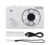 4K 64MP Digital Camera with 18X Digital Zoom Auto Compact Small Design Multiple Recording Slow Motion Timelapse Photography White - for Beginners and Travelers to Clear HD Videos a