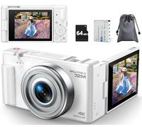 4K 72MP Autofocus Digital Camera for Vlogging YouTube & Photography, 18X Zoom Compact Camera with 64GB TF Card, 2.8" 270° Flip Screen, Webcam, Battery, for Teens Adults Beginners