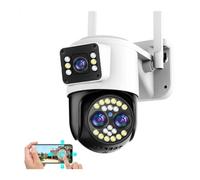 4K 8MP HD IP Camera Three Lens Dual Screens 10X Zoom PTZ Two Way Audio Color Night Vision Outdoor Security(8MP Camera 64GB)