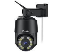 4K 8MP Outdoor Security Camera WiFi 2,4/5GHz, Ctronics CCTV Home Security Camera with Human/Vehicle/Animal Detection Auto Tracking, Red-Blue Light Alarm Color Night Vision, 2-Way Audio, Metal/Cloud/PC