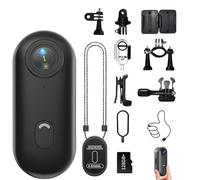 4k Action Camera, Portable Vlogging Camera with 64GB/128GB Memory Card, Thumb Size Hands-Free Recording, Waterproof Case for Daily Use (4K Premium Kit + 128 GB Memory Card)