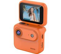 4K Action Camera with Front Flip Screen, 6H Battery & EIS, Vlogging Camera for Travel, Sports (Orange)