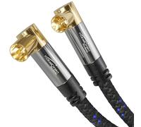 4K aerial cable Nylon braided, TV cable 90° angled connectors - 1,5m - with break-proof metal plugs for digital & analogue TV (male to female angled connectors for DVB-C, DVB-T, DVB-S) - CableDirect