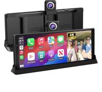 4K Apple Car play Screen 10.26'' w Exclusive Bracket 350° Rotate Front Lens | Touchscreen Portable Apple CarPlay Screen for Car with 4K Dash Cam, GPS Navigation Voice Control,Mirror Link,Bluetooth,FM,AUX