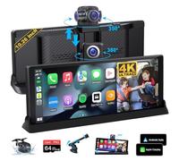 4K Apple Carplay Screen 10.26'' Car Play Screen 350° Rotatable Front Lens Wireless Carplay & Android Auto Car Screen with Dashcam Reversing Camera Dual Bluetooth Mirror Link Voice Control Navigation