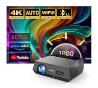 4K Auto Focus Daylight Projector Built in Apps,Smart Android TV Movie Gaming Projectors WiFi 6 Bluetooth NFC Indoor Outdoor Home Theater 4K HDR HDMI ARC Ceiling Bright 1800ANSI High Lumen Daytime Use