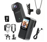4K Body Camera with WiFi, POV Action Cam for Motorcycling Skiing Cycling Vlogging Sports, Magnetic Wearable Thumb Camera for Hands-Free Recording, Waterproof Portable Video Recorder, 64GB Card, Black