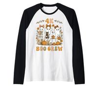 4K Boo Crew Pre K 4 Teacher PK4 Girly Halloween Floral Ghost Raglan Baseball Tee