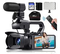 4K Camcorder Video Camera 64MP Vlogging Camera for YouTube 18X Digital Zoom 4.0 Inch Touch Screen Video Camcorder with WiFi, 4500mAh Battery, Microphone, Stabilizer, Remote Control, 64GB SD Card