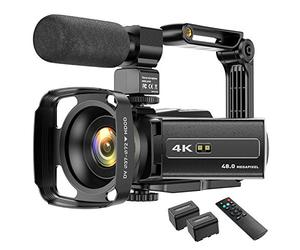 4K Camcorder Video Camera WIFI 48MP IR Night Vision Vlog Camera 16X Digital Zoom Video Camcorder with Microphone Camera Holder Lens Hoods