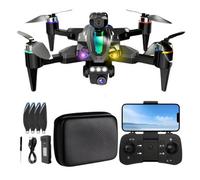 4K Camera Drone - Foldable Quadcopter With Dual Hd Cameras, Carrying Case & 2 Batteries (Black)