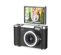 4K CCD Camera, Digital CCD Camera with a 2.4-inch High-Definition Display Screen for Flip Screen Shooting, Front-Facing Functions for Photography, Filtering, 8X Zoom (Black)