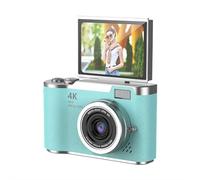 4K CCD Camera, Digital CCD Camera with a 2.4-inch High-Definition Display Screen for Flip Screen Shooting, Front-Facing Functions for Photography, Filtering, 8X Zoom (Blue)