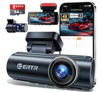 4K Dash Cam Front and Rear, 5GHz WiFi Dashcam with 64GB SD Card,4K+1080P Dual Car Dash Camera, Full HD Dash Cam with APP Control, G-Sensor, WDR, Loop Recording Easy Setup