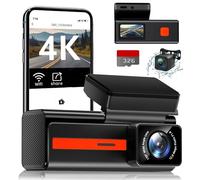 4K Dash Cam Front and Rear, Ultra HD Dual Dash Camera for Car with Free 32GB SD Card Built-in WiFi, 170°Wide Angle, 24/7 Parking Mode, G-Sensor, Night Vision, WDR, Loop Recording,App Control,Max 256GB