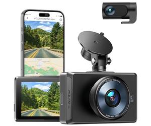 4K Dash Cam Front and Rear, WOLFANG Dashcam GPS WiFi, 3” IPS Touch screen, Night Vision, WDR, 24H Parking Mode, 170°Wide Angle, G-Sensor, Motion Detection, Loop Recording