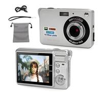 4K Digital Camera,1080P FHD 44MP with 2.7" LCD Screen Compact Camera,Anti Shake Portable Vlogging Camera with Lanyard and Bag for Kids Teen Students Beginner (Silver)