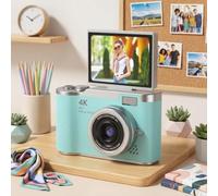 4K Digital Camera 48MP Compact Point and Shoot with Flip Screen for Vlogging Students Anti-Shake Pocket Size(Yellow)