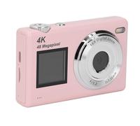 4K Digital Camera, 48MP HD Dual Screen CCD Card Camera with 16X Digital Zoom, Electronic Anti-Shake Student Camera Beauty Filter for Students (Pink)