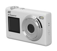 4K Digital Camera 48MP Video Camera 16X Digital Zoom with AF Autofocus Anti Shake Dual Screen Beauty Filters Compact Point Shoot Camera for Kids Adults Travel (White)